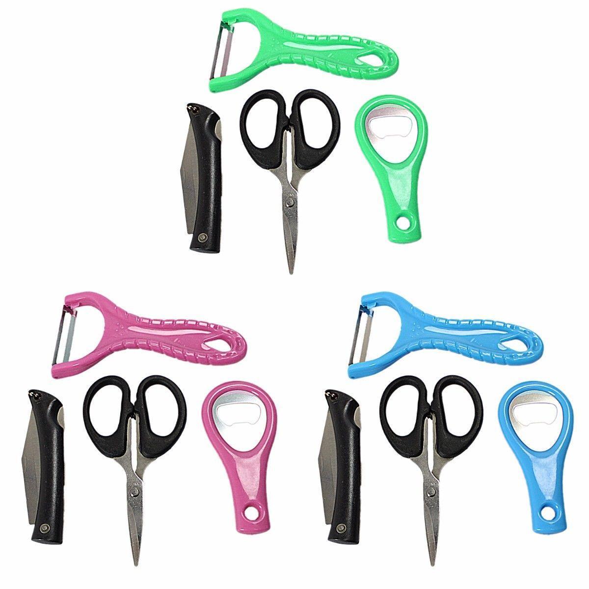 Assorted Colour Pack Includes Peeler Scissors Bottle Opener Folding Knife 1902 (Large Letter Rate)