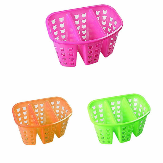 Plastic 3 Column Kitchen Sink / Bathroom Organiser Caddy Assorted Colours 11cm x 16cm 0386 (Parcel Rate)
