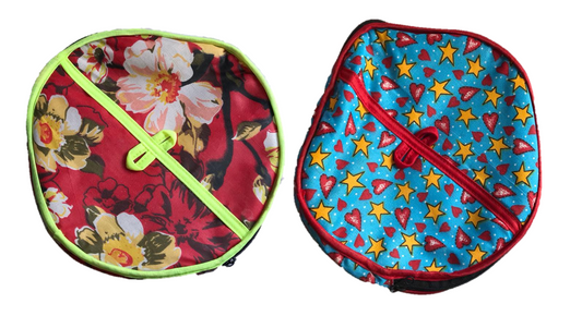 Printed Cotton Roti Chapatti Covered Bread Basket with Zipper 25 cm Assorted Shapes and Designs 4795 (Parcel Rate)