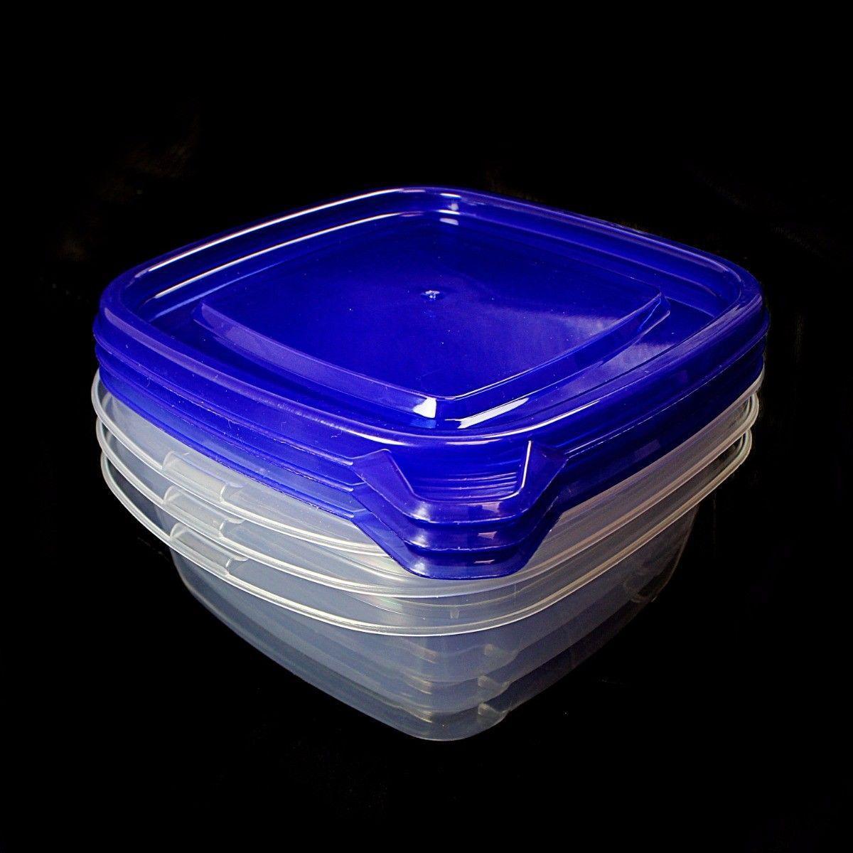 3PC x Air Tight, Stackable Square Food Storage Set With Lids  1088 (Parcel Rate)