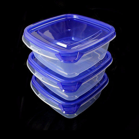 3PC x Air Tight, Stackable Square Food Storage Set With Lids  1088 (Parcel Rate)