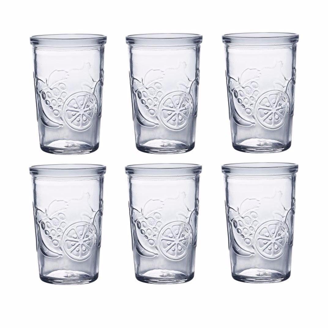 pack of 6 clear fruit designed drinking glasses, water glasses 200cc   3904 (Parcel Rate)