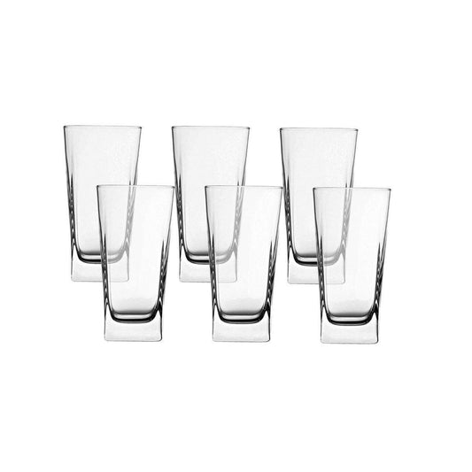 Set Of 6 Carre Drinking Glasses Clear Glass Home Kitchen 310cc 1173 (Parcel Rate)