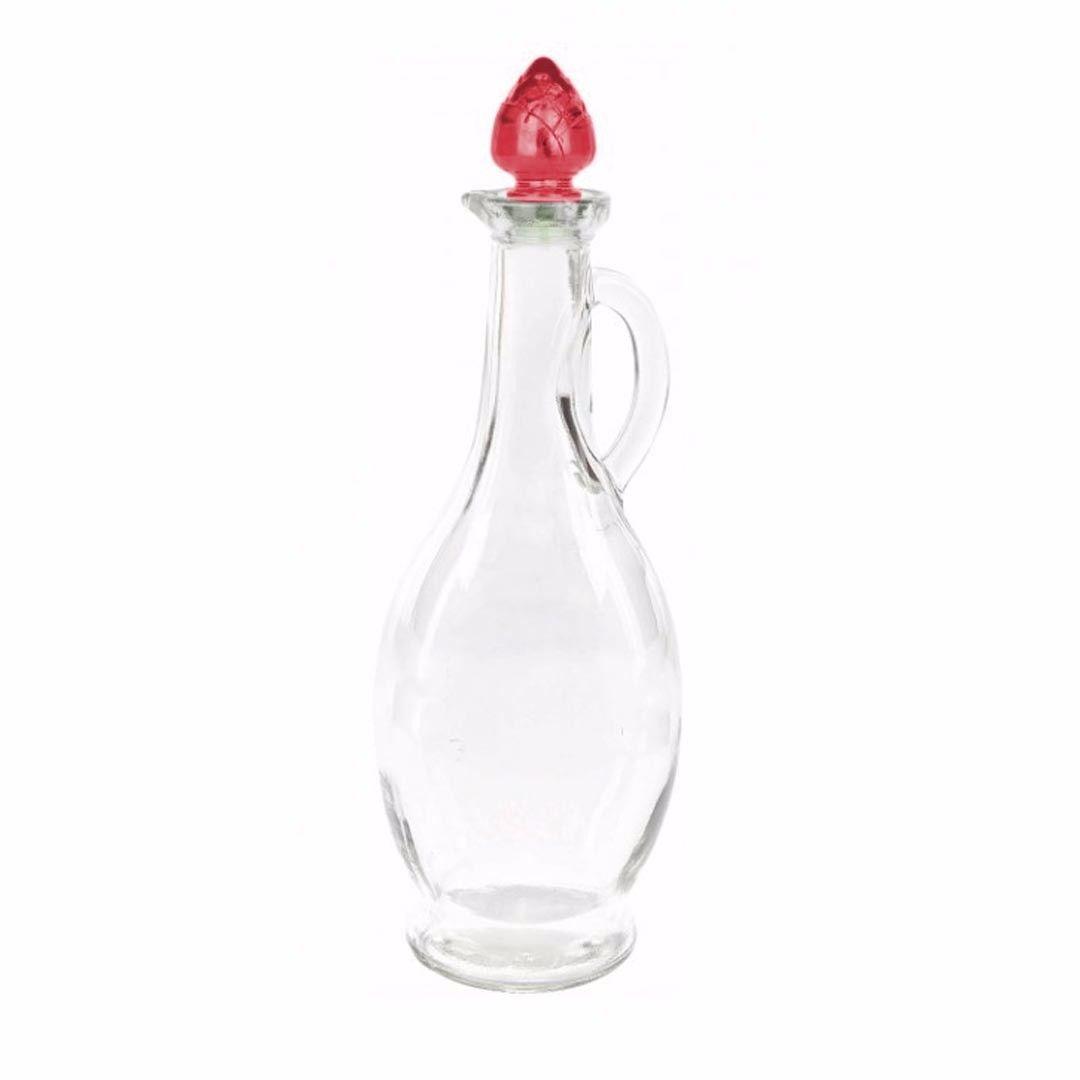 Clear glass vinegar and oil bottle with corn shaped assorted colour top 250cc   3216 (Parcel Rate)