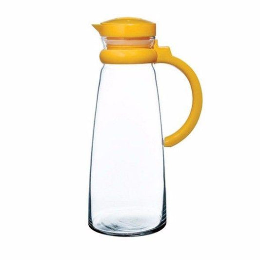 Classic basic water jug drinking water jug with yellow lid and handle 1250cc  0017 (Parcel Rate)