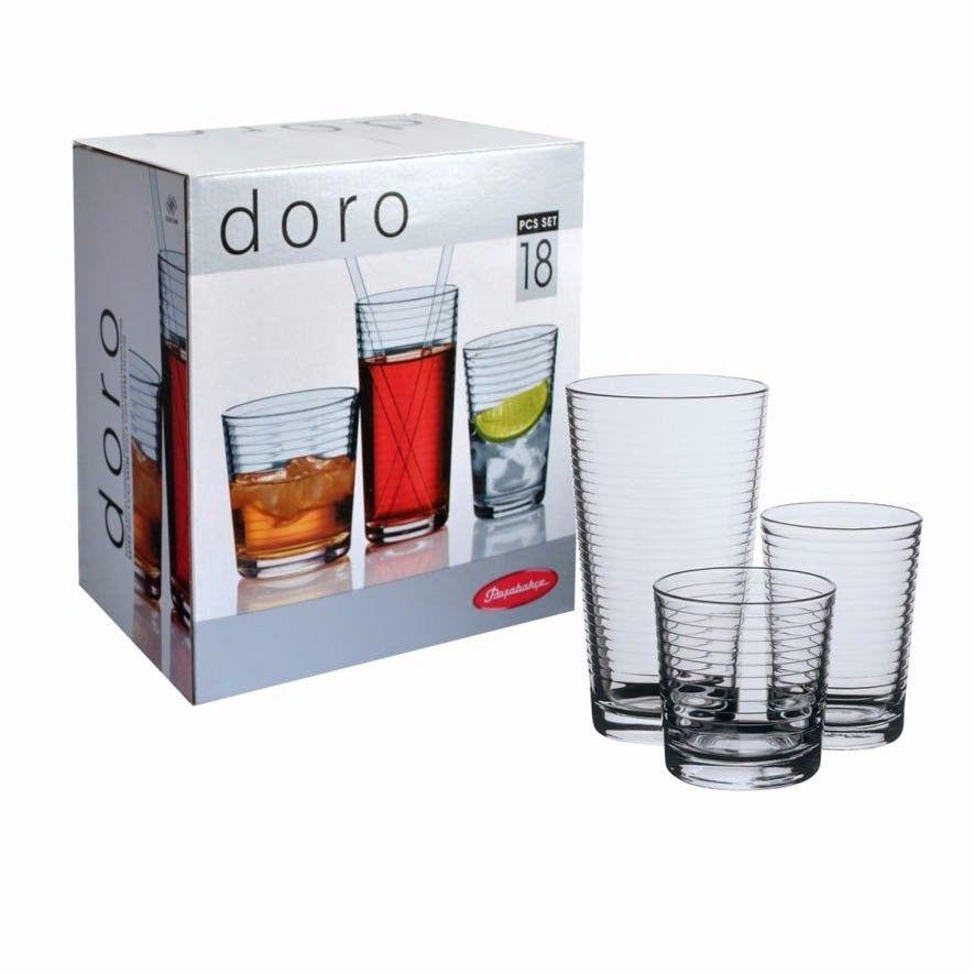 pack of 18 dora styled clear glasses drinking glasses   9175 (Parcel Rate)
