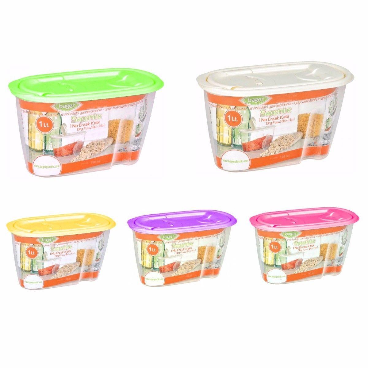 Handy Plastic Grain Pulses Storage & Pourer Tubs With Assorted Colour Lids 9283 (Parcel Rate)