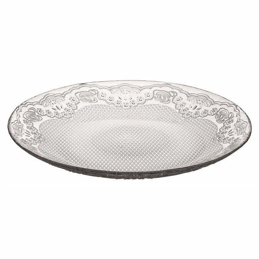 Set Of 5 Lacey Styled Glass Plates Kitchen Glassware Dessert Plate 19cm 0407 (Parcel Rate)