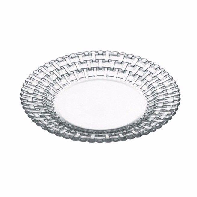 6 Pack Habitat Rattan Style Dessert Plate Clear Glass  20cm 7769 (Parcel Rate)
