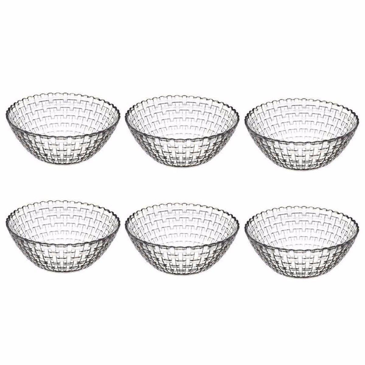 Rattan Styled Clear Glass Bowls Pack Of 6 For Fine Dining 7803 (Parcel Rate)
