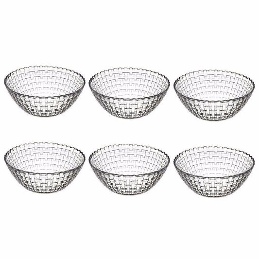 Rattan Styled Clear Glass Bowls Pack Of 6 For Fine Dining 7803 (Parcel Rate)