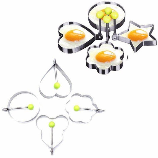 Stainless Steel Fried Egg Mould Heart Round Flower & Bear Shapes 1871 (Parcel Rate)
