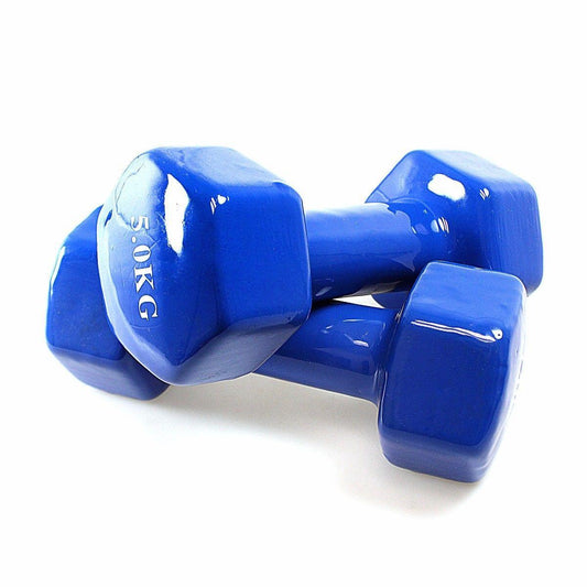 1 Piece Blue Vinyl Fitness Dumbbell 5kg For Fitness Boxing Home Gym 4593 (Parcel Rate)