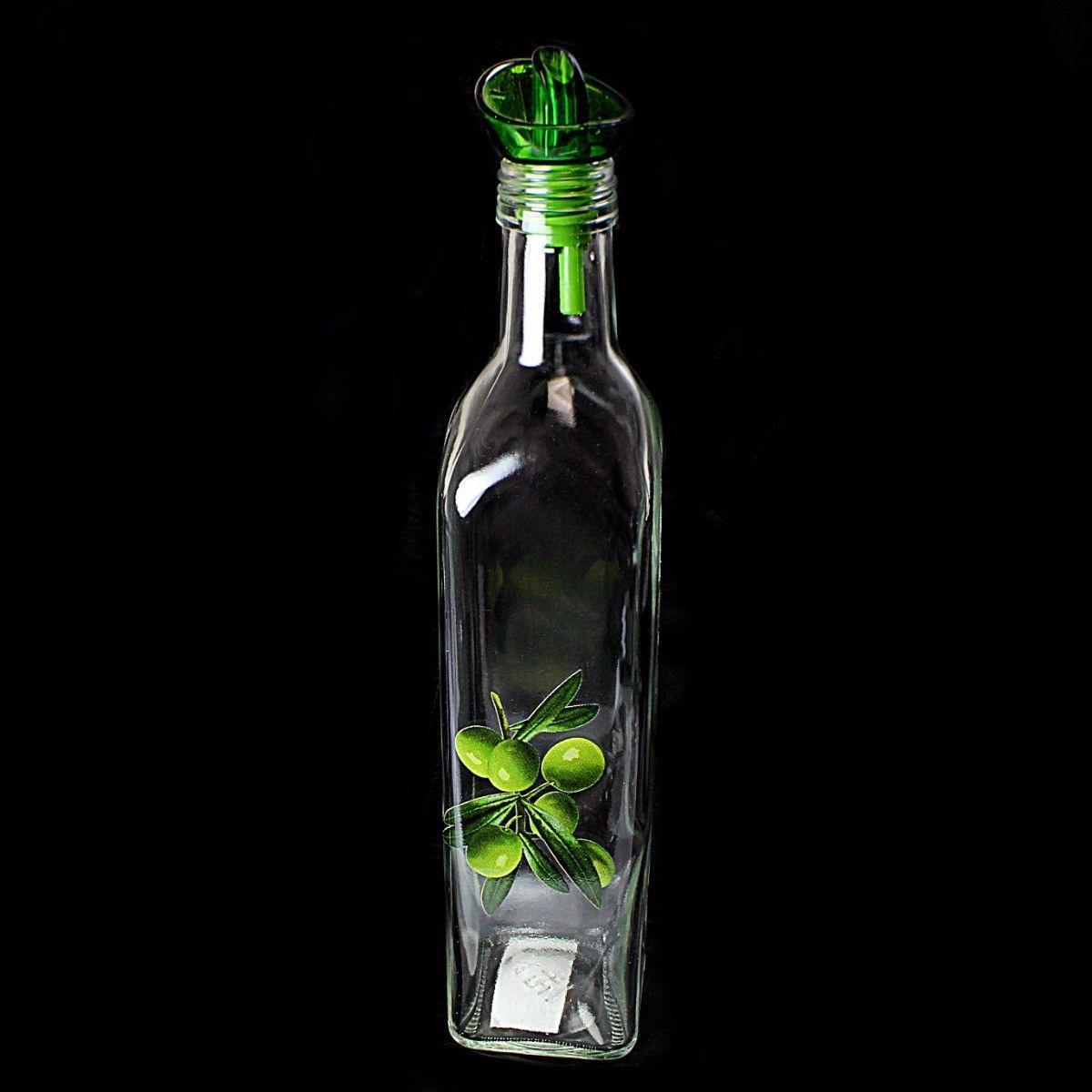500ml Glass Olive Oil Glass Bottle with Green Stopper Dispenser  4697 (Parcel Rate)