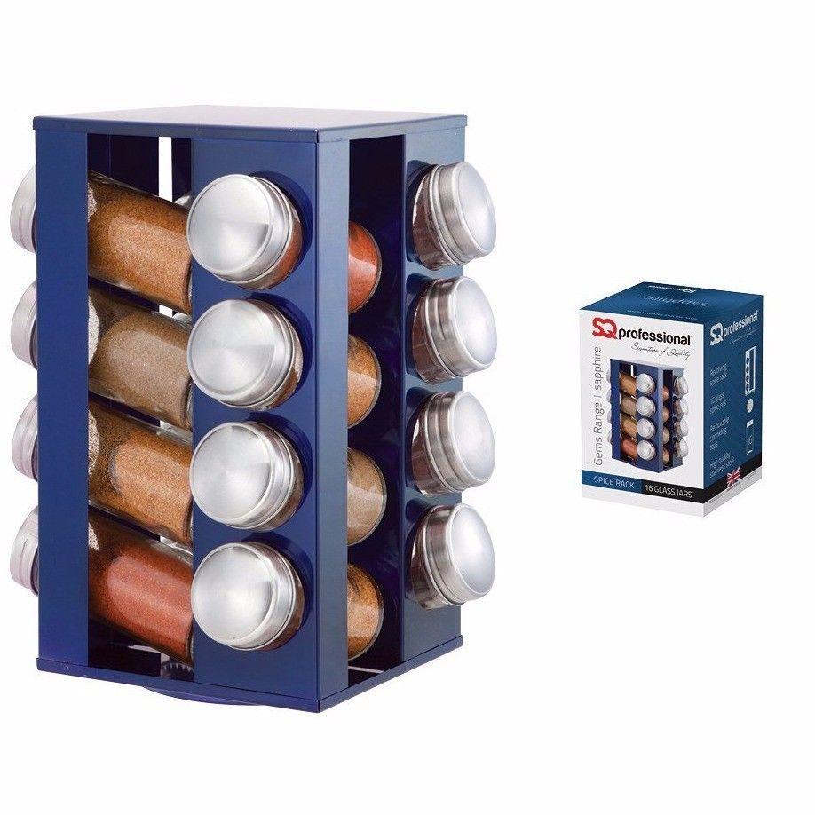 Assorted colour spice jars 16 glass spice jars   0892( Blue and purple) (Parcel Rate)