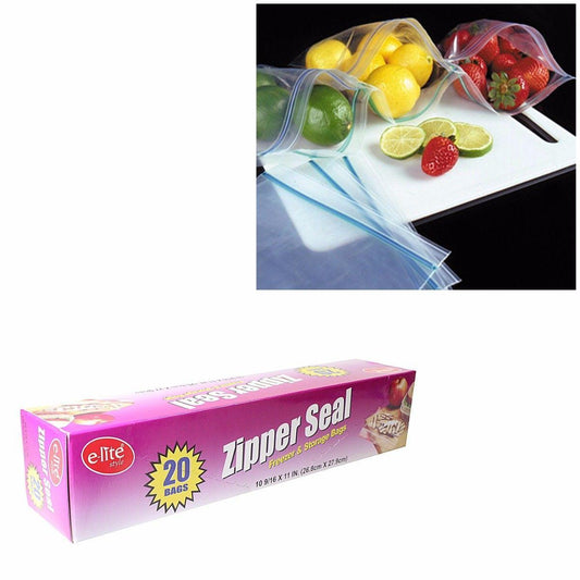 20 Zipper Seal Freezer Bag 26.8CM x 27.9CM  0179 (Parcel Rate)