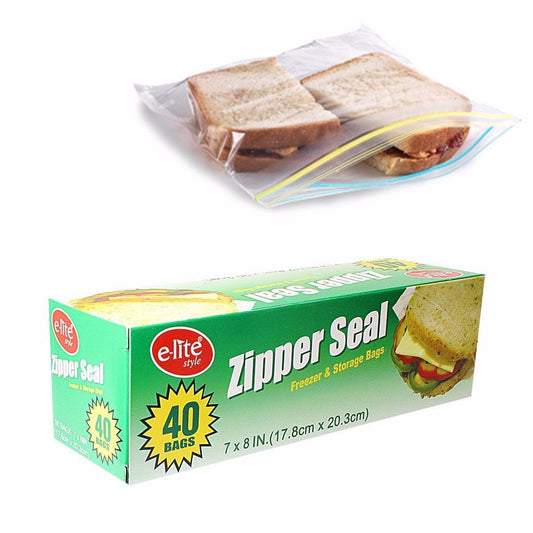 40 Pack Zipper Seal Freezer Bag 17cm x 20cm Home Kitchen 0178 (Parcel Rate)