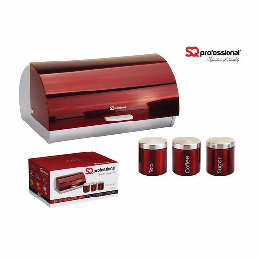 SQ Pro Kitchen Metallic Bread Bin with Canisters in Assorted colours   9895 (Parcel Rate)