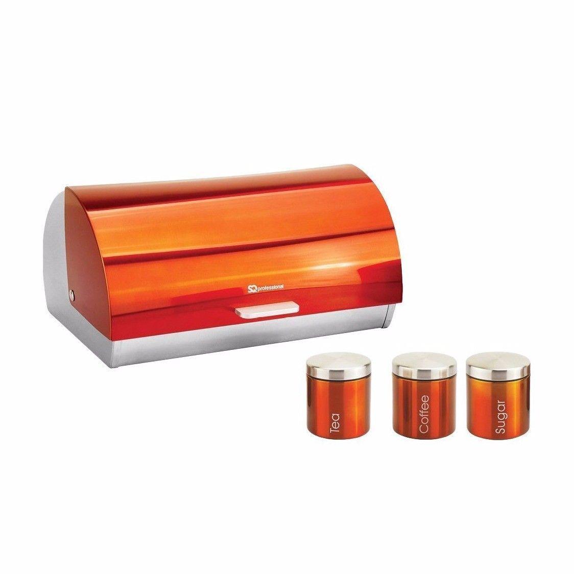 SQ Pro Kitchen Metallic Bread Bin with Canisters in Assorted colours   9895 (Parcel Rate)