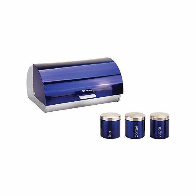 SQ Pro Kitchen Metallic Bread Bin with Canisters in Assorted colours   9895 (Parcel Rate)