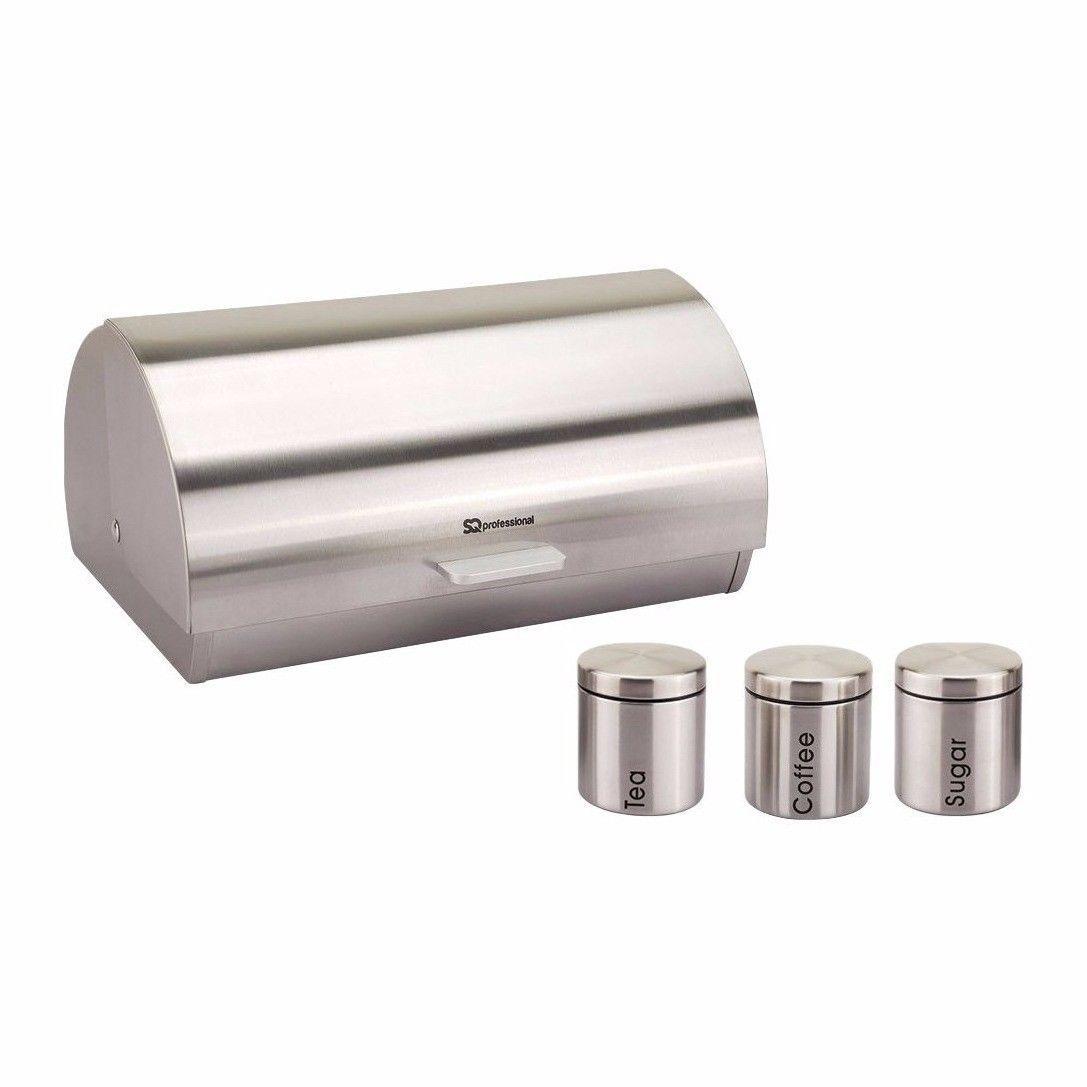 SQ Pro Kitchen Metallic Bread Bin with Canisters in Assorted colours   9895 (Parcel Rate)