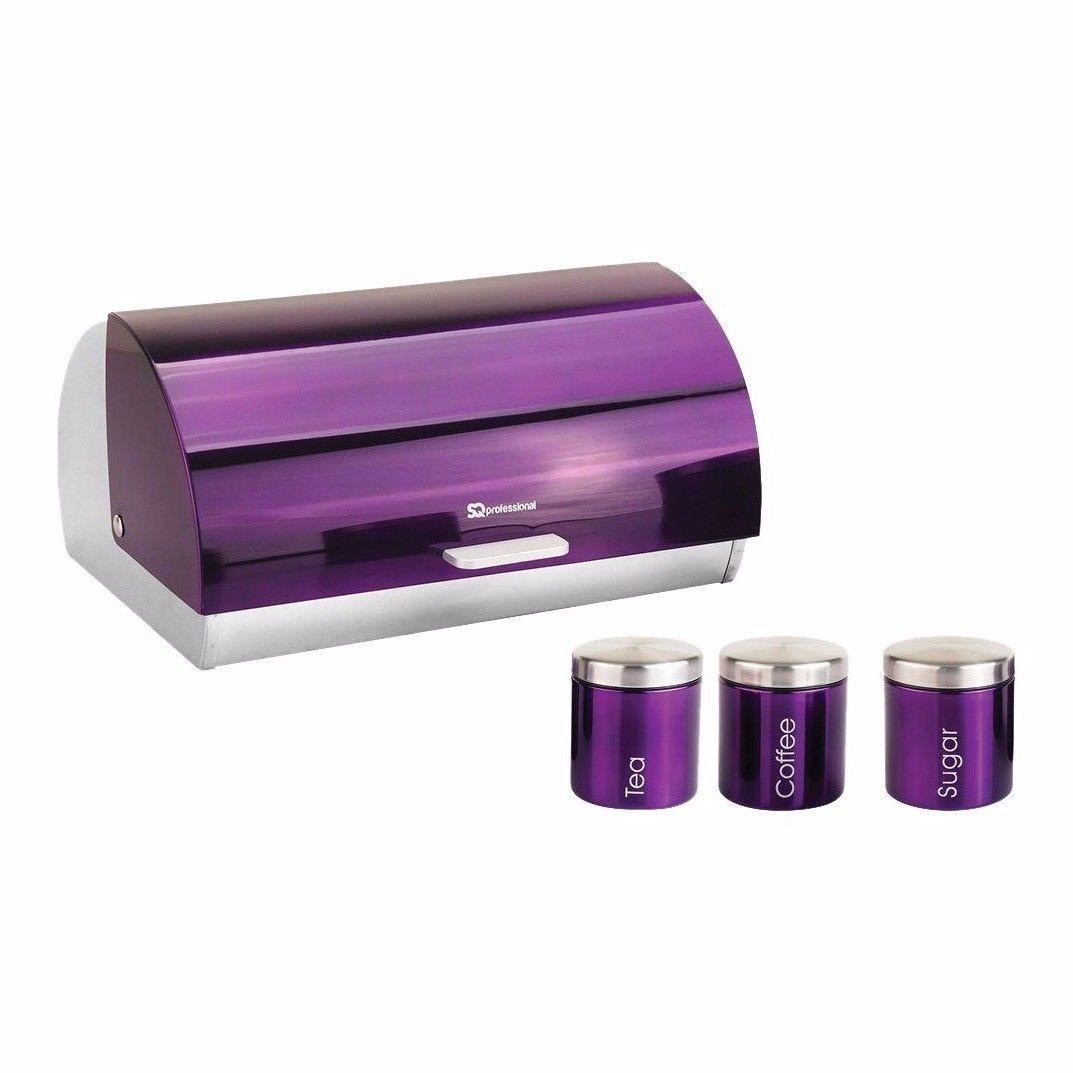 SQ Pro Kitchen Metallic Bread Bin with Canisters in Assorted colours   9895 (Parcel Rate)