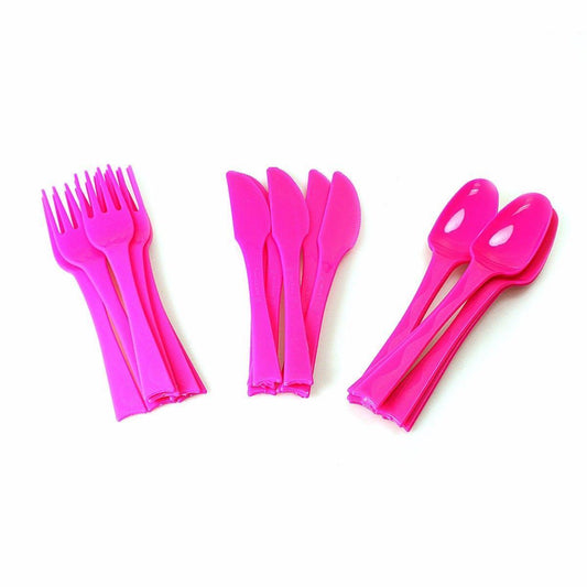 18 Piece Hot Pink Picnic, Catering & Party Cutlery Set  0443 (Parcel Rate)