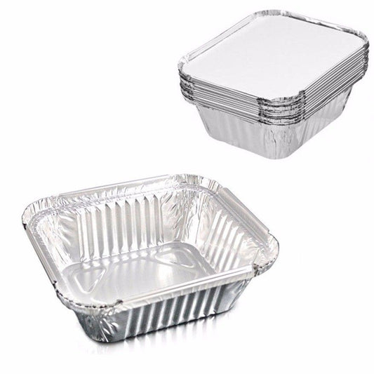 Pack Of 9 Medium Foil Trays With Lids ST7047 (Parcel Rate)
