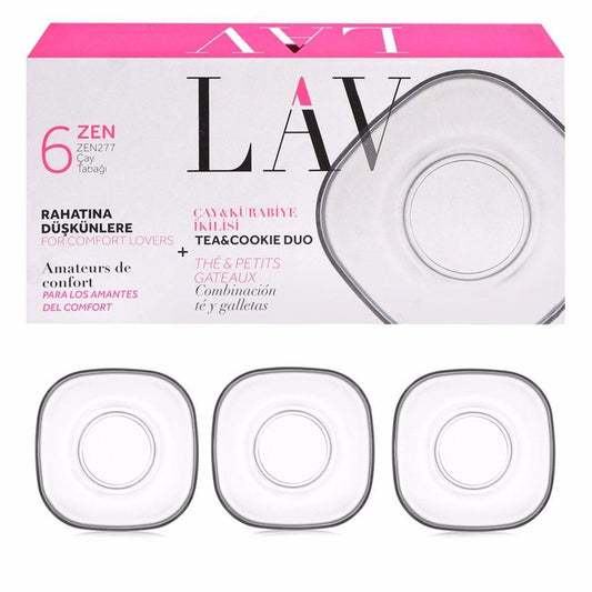 6 Tea & Cookie Duo Glass Tea Saucer Set 5782 (Parcel Rate)