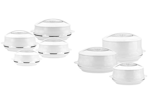 Olympic Gold Hot Pot Super Set 4pcs  0.8L - 1.2L - 1.6L - 2.5L White Silver 2747 (Big Parcel Rate)