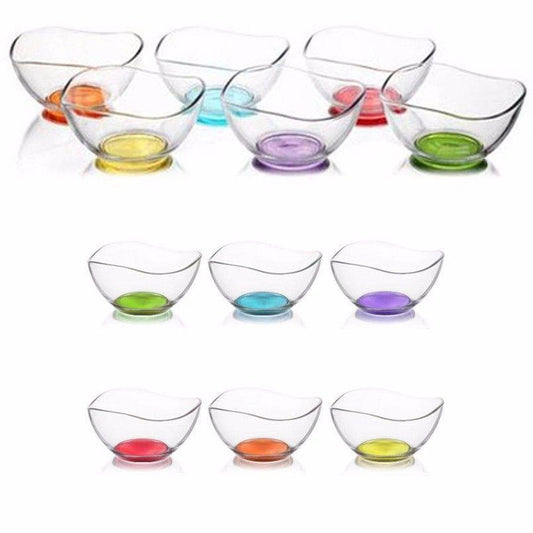 PACK OF 6 CORAL VIRA GLASS BOWLS   6462 (Parcel Rate)