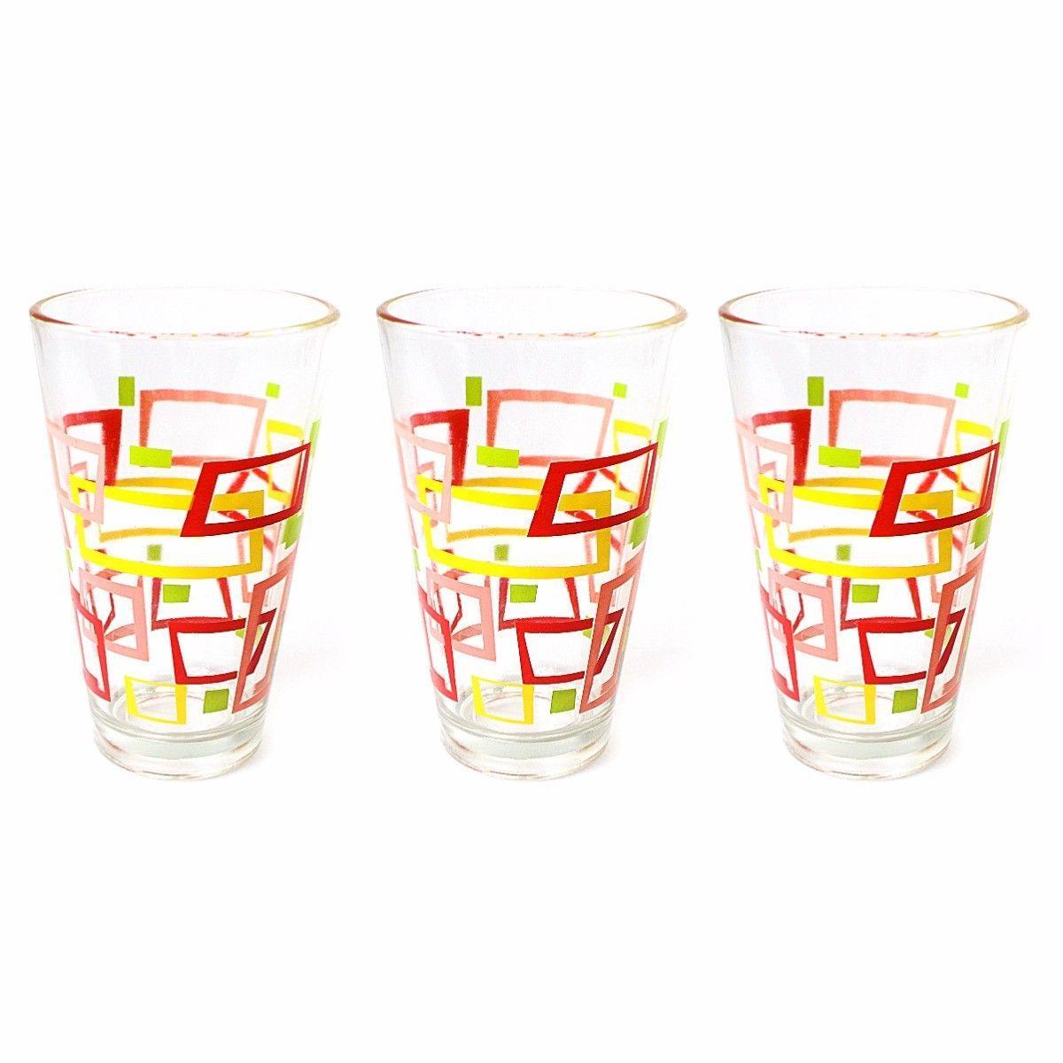 Glass Tumbler Set 3pc ( Window ) Red and Yellow  0826 (Parcel Rate)