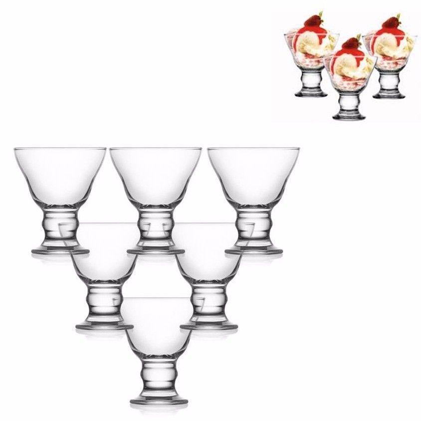 6 Coral Orion Glass Ice Cream Bowls    5616 (Big Parcel Rate)