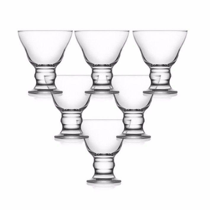 6 Coral Orion Glass Ice Cream Bowls    5616 (Big Parcel Rate)