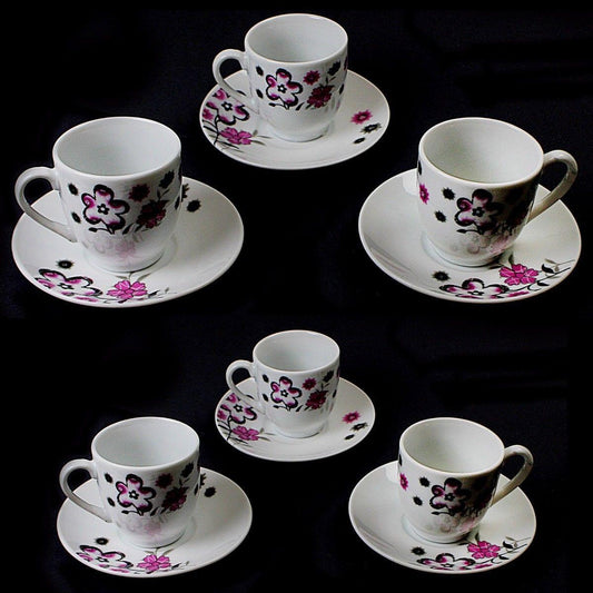 Floral Tea Coffee Cups Saucer Set Kitchen Home 3427 (Parcel Rate)