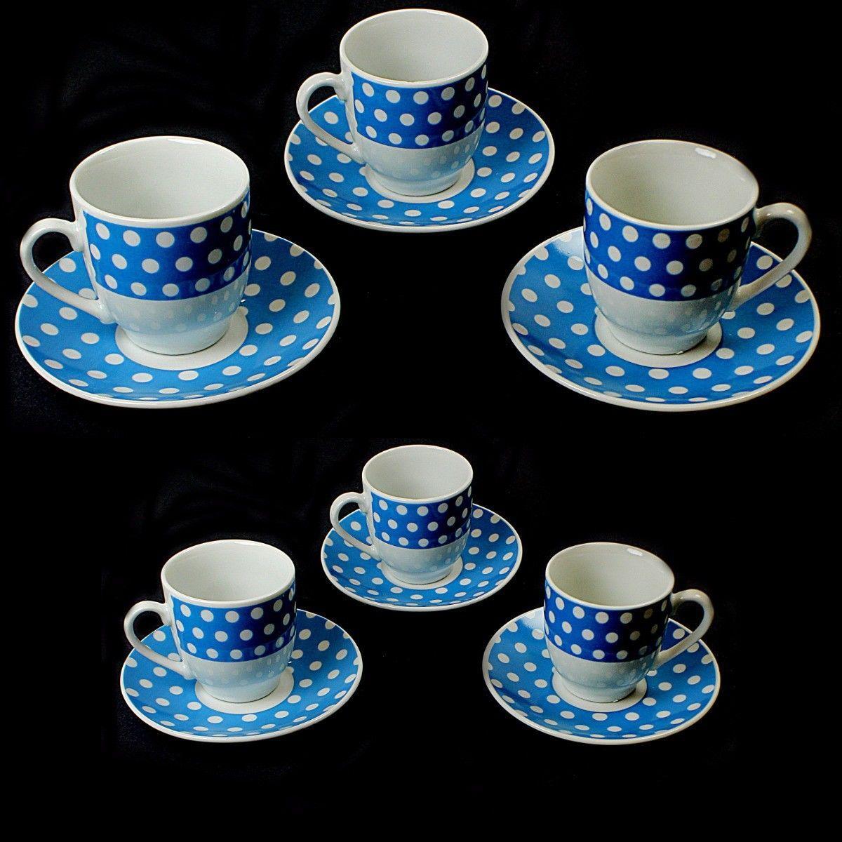 Spotted Blue White Tea Coffee Cups And Saucers Kitchen Home  3426 (Parcel Rate)