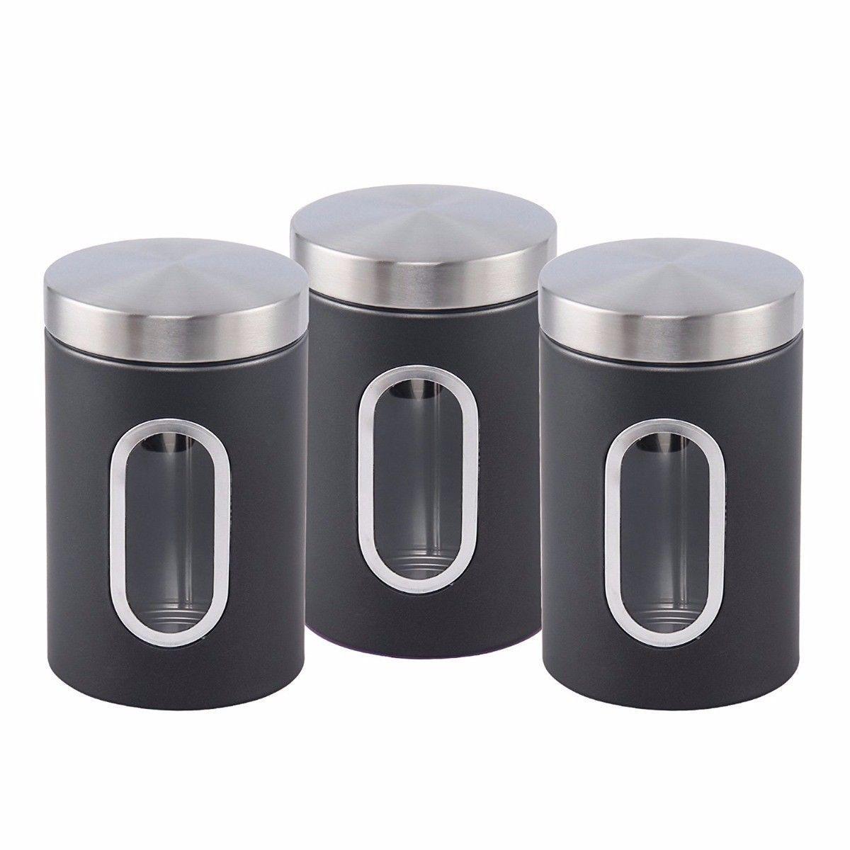 High Quality NEA Set Of 3 Cannisters Black 2694 (Parcel Rate)