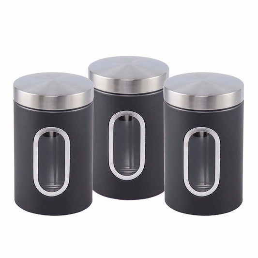 High Quality NEA Set Of 3 Cannisters Black 2694 (Parcel Rate)