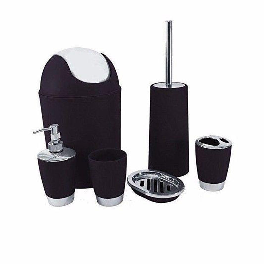 Bathroom Set Black 6 Piece Set Home 9897 (Parcel Rate)