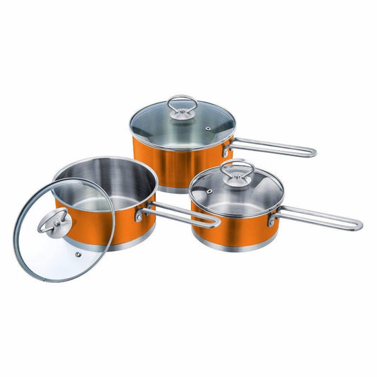 3pc Amber Metallic Saucepan Set 2282 (Big Parcel Rate)
