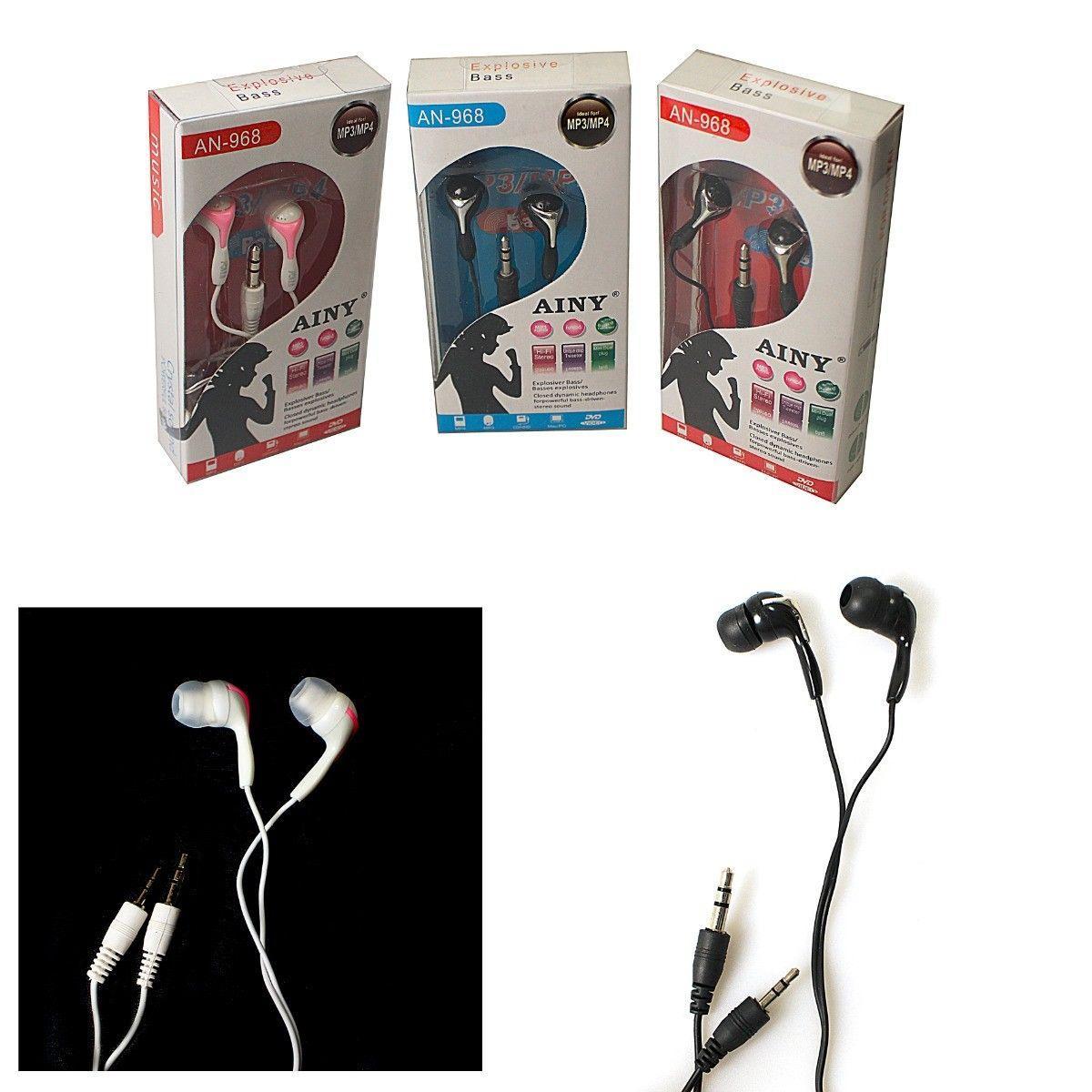 Ainy 968 Earphones Handsfree Music Phone Earbuds With Wire Assorted Colours 0663 (Large Letter Rate)