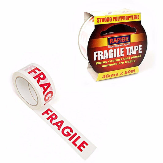 Fragile Handle With Care Printed Glass Parcel Packaging Tape  48mm x 50m 9864 (Parcel Rate)