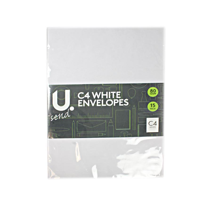 15 Pack High Quality White Seal C4 White Envelopes Stationery 5278 (Large Letter Rate)