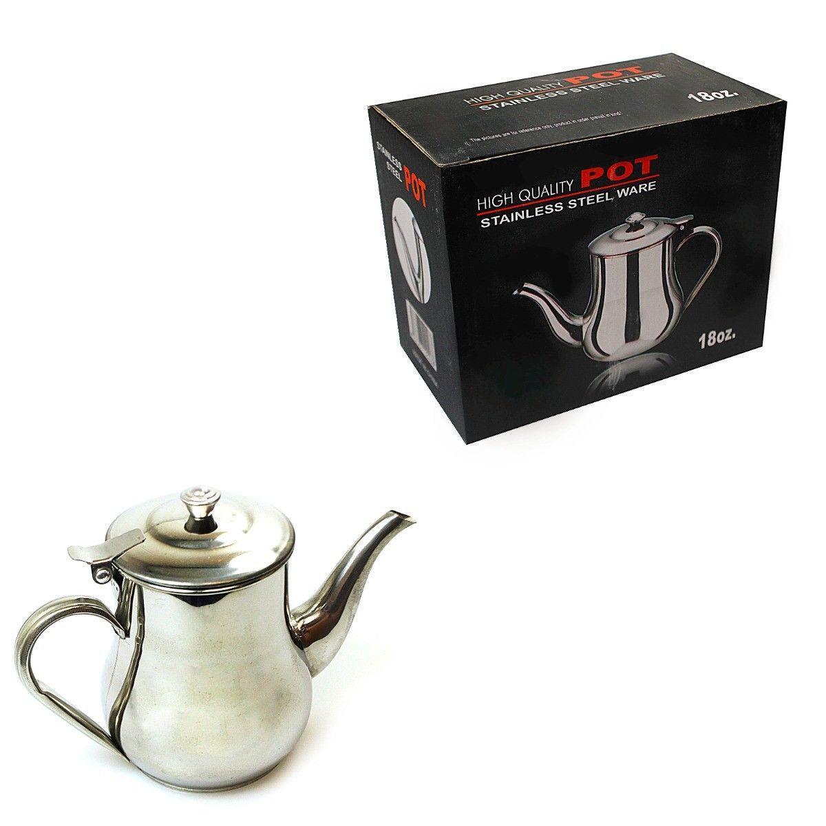 Traditional Style Stainless Steel Tea Pot 18oz Kitchen Home 0850 (Parcel Rate)