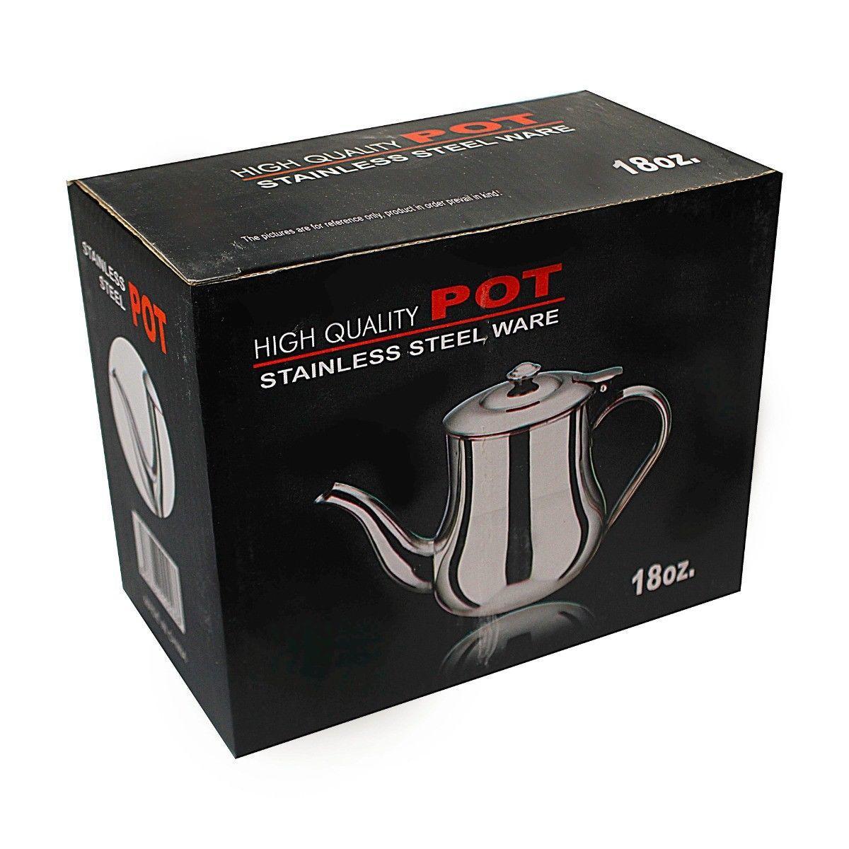 Traditional Style Stainless Steel Tea Pot 18oz Kitchen Home 0850 (Parcel Rate)
