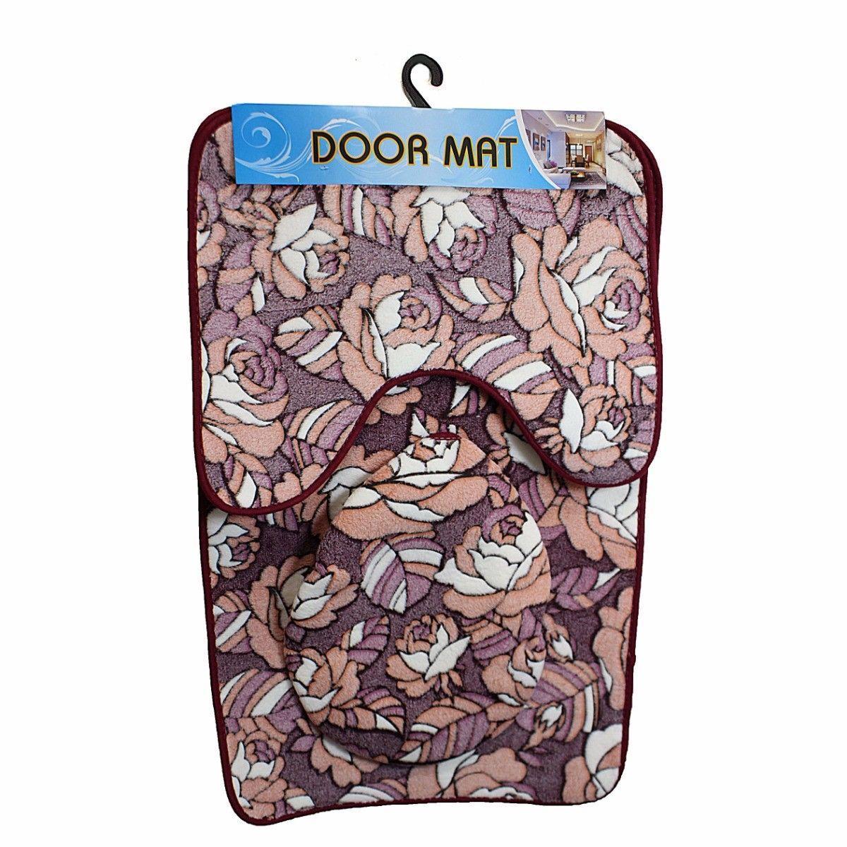 Bathroom Mat With Toilet Seat Cover Pedestal Mat 4760 (Parcel Rate)