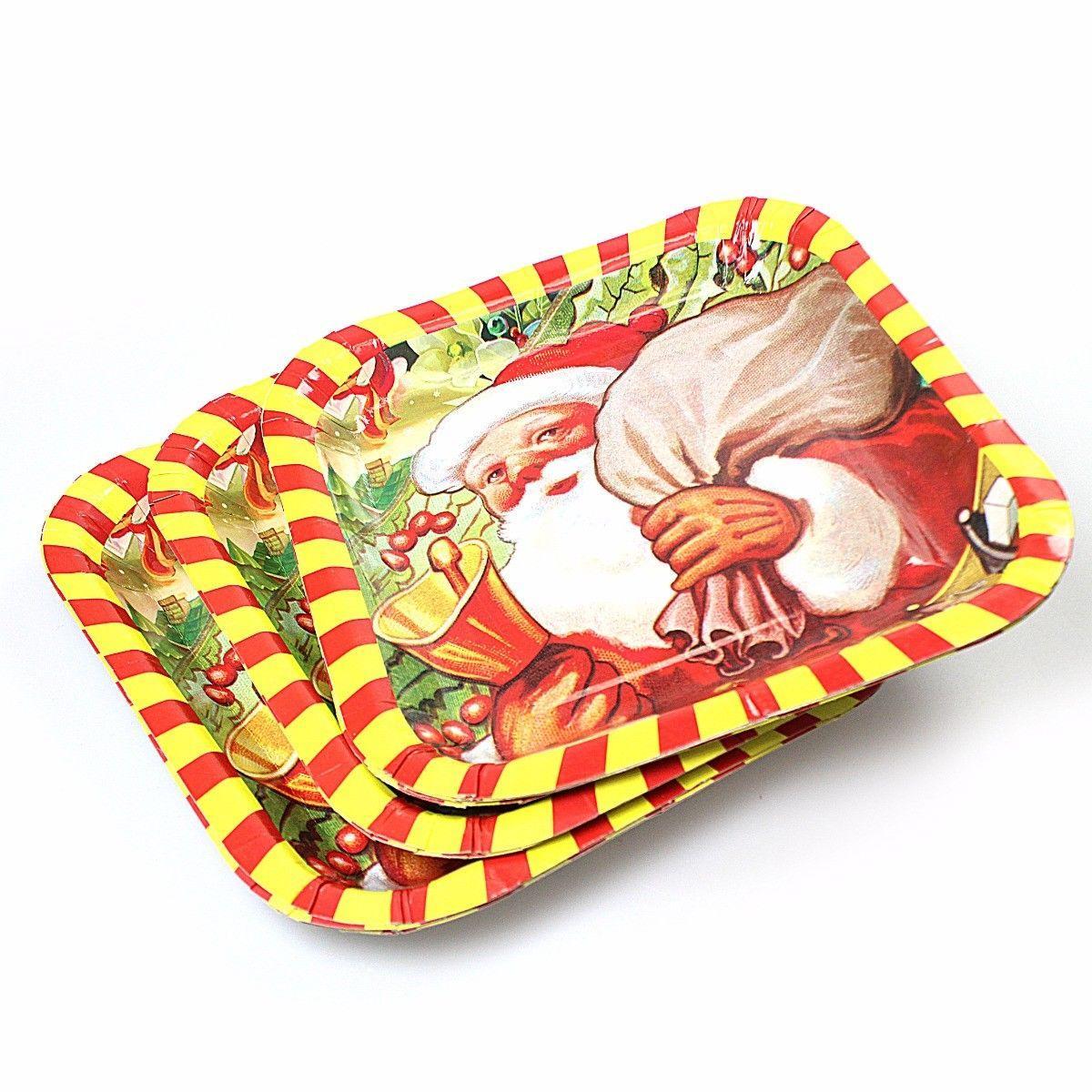 Designer Santa Christmas Assorted Colour Festive Party Plates 1673 (Parcel Rate)