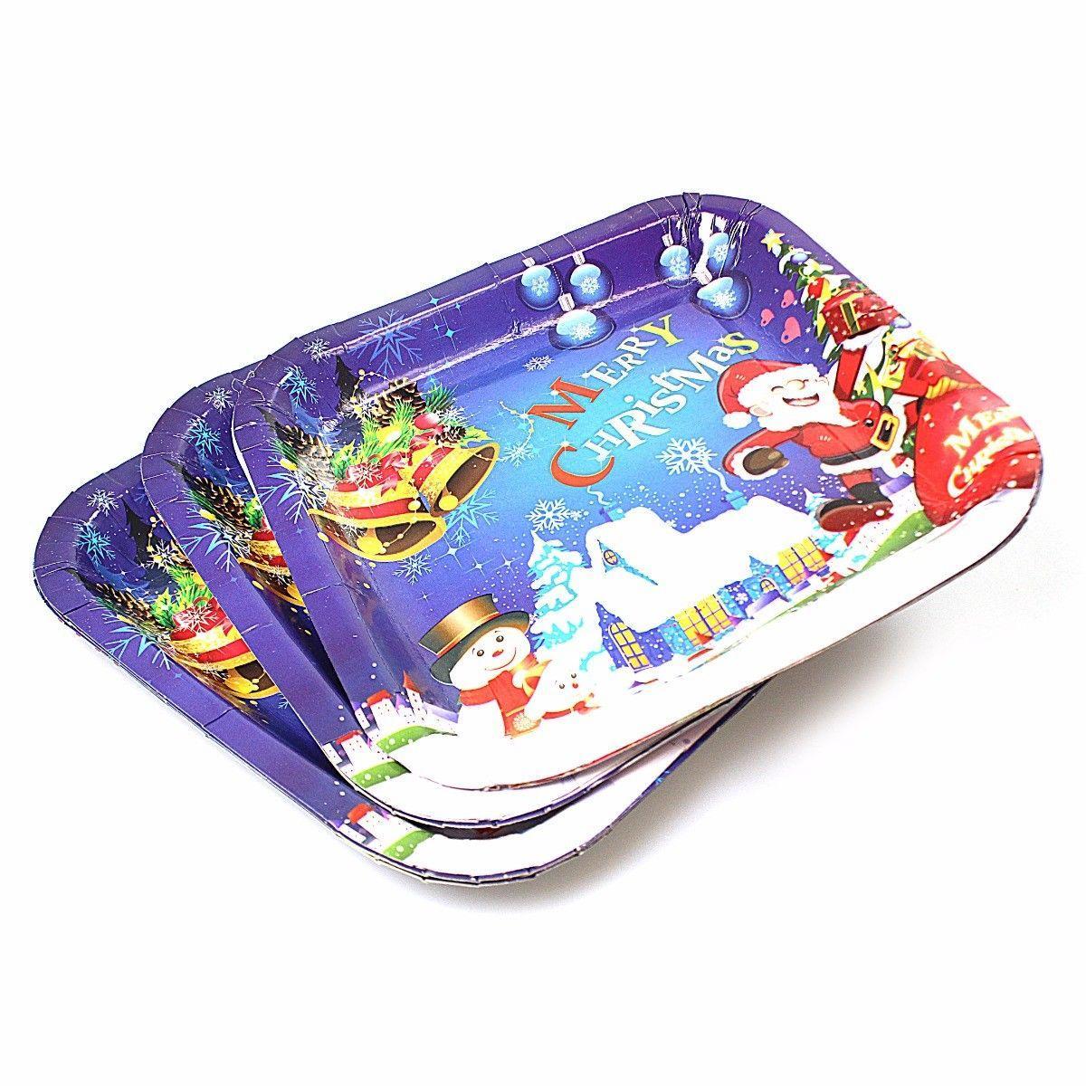 Designer Santa Christmas Assorted Colour Festive Party Plates 1673 (Parcel Rate)