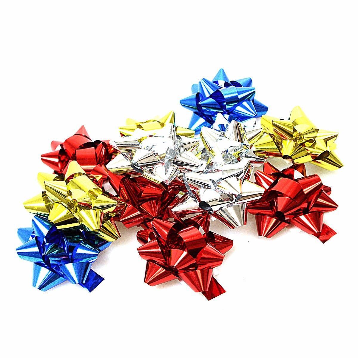 10 Pack Assorted Colour Christmas Ribbon Present Stickers   2713 (Parcel Rate)
