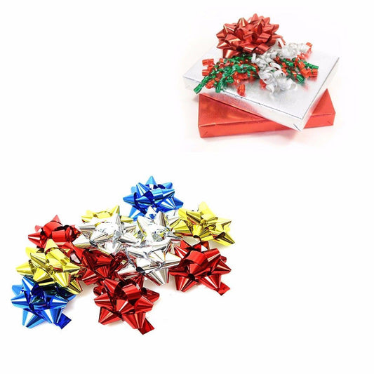 10 Pack Assorted Colour Christmas Ribbon Present Stickers   2713 (Parcel Rate)